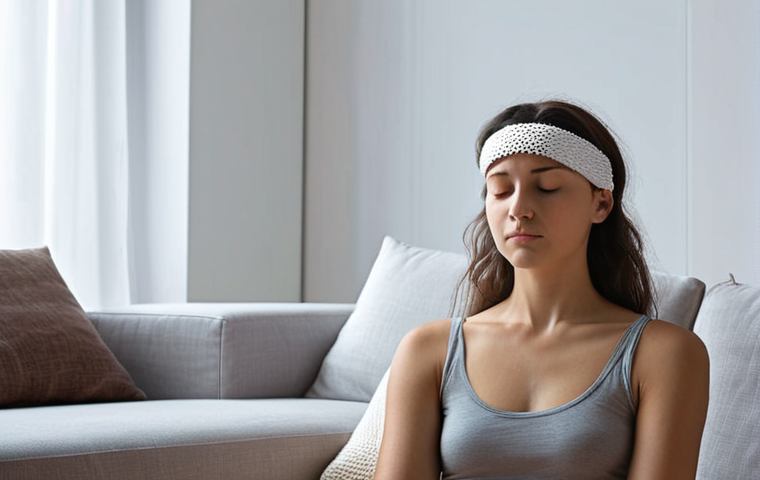 **Image Prompt 1:** A serene person in a cozy, modern living space, wearing a sleek, minimalist brainwave-tracking headband. They are shown in a state of deep relaxation or meditation, with soft, ambient light illuminating the scene. Subtle, calming energy lines or abstract visual representations of Alpha waves gently emanate around their head, symbolizing stress reduction and improved mental well-being. The overall mood is peaceful and technologically integrated with everyday life.