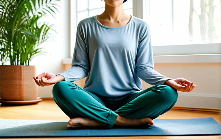 A serene woman, fully clothed in modest, comfortable loungewear, seated cross-legged on a yoga mat in a peaceful, sunlit meditation room. She wears a modern brainwave tracking headband, her eyes gently closed, expressing deep relaxation. The background features soft, blurred natural light from a window and a minimalist, calming decor with a green plant. perfect anatomy, correct proportions, natural pose, well-formed hands, proper finger count, natural body proportions, professional photography, high quality, safe for work, appropriate content, fully clothed, modest, family-friendly.