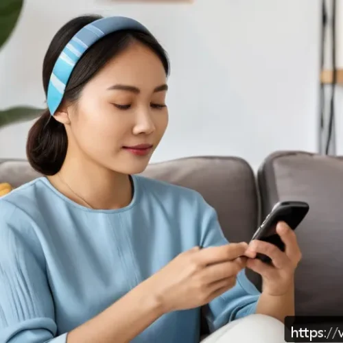 Home 31 뇌파 모니터링 기술의 장단점 - A modern Vietnamese woman in her 30s wearing a sleek wireless EEG headband device styled as a comfor...
